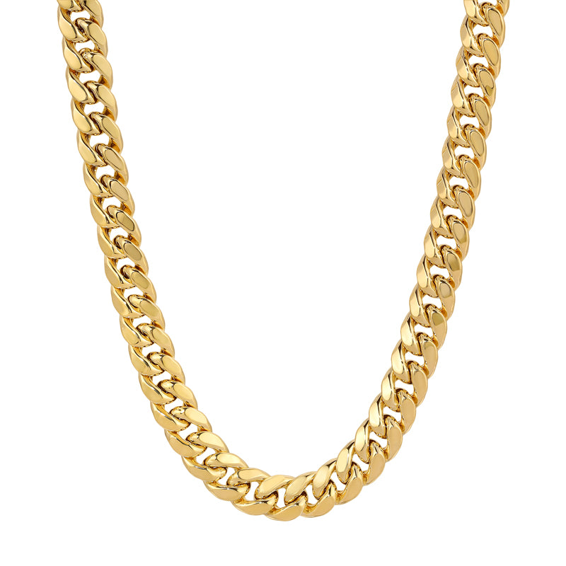 Luxury Jewelry for your everyday look | 10K real yellow gold Miami Cuban chain necklace in 4.00mm-11.00mm widths | Italian Fashions