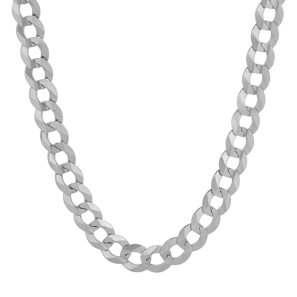 10K REAL Solid White Gold Curb CUBAN Chain - 2.00mm-8.50mm Diamond Cut