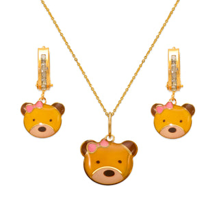 14K Yellow Gold Teddy Bear Enamel Kids Set
