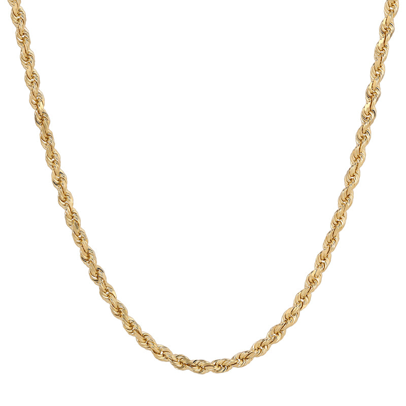 2.00mm-6.00mm Diamond Cut ROPE Chain Necklace | 10K REAL Solid Yellow Gold Necklace | Italian Fashions