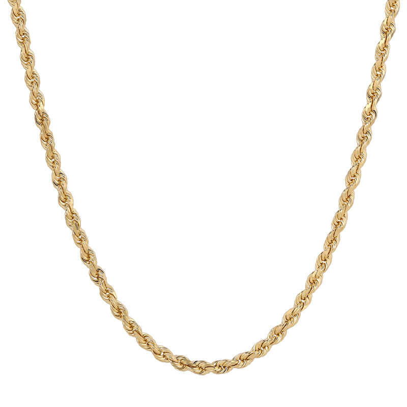2.00mm-6.00mm Diamond Cut ROPE Chain Necklace | 10K REAL Solid Yellow Gold Necklace | Italian Fashions