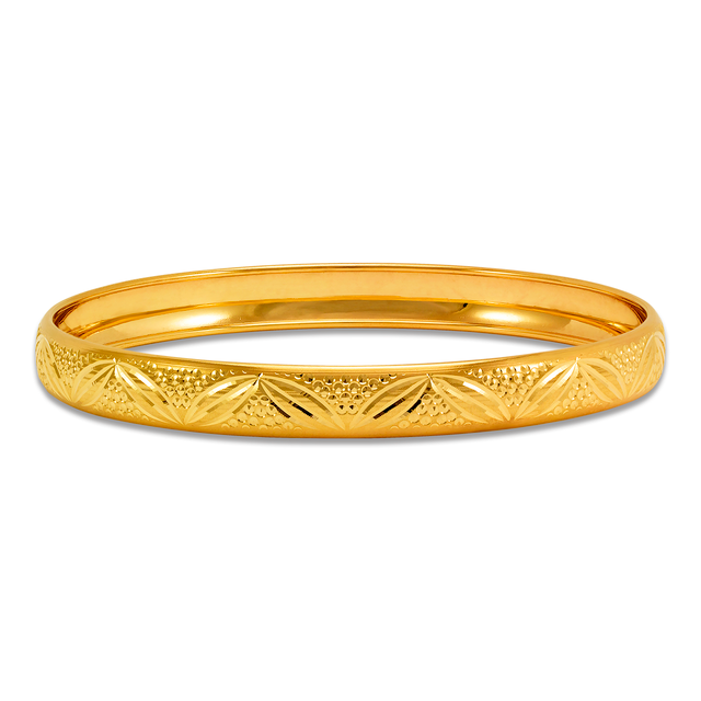 14K Solid Yellow Gold D/C Bangle