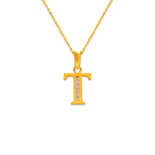 Colgante con todas las iniciales de oro amarillo o blanco de 14 quilates AZ