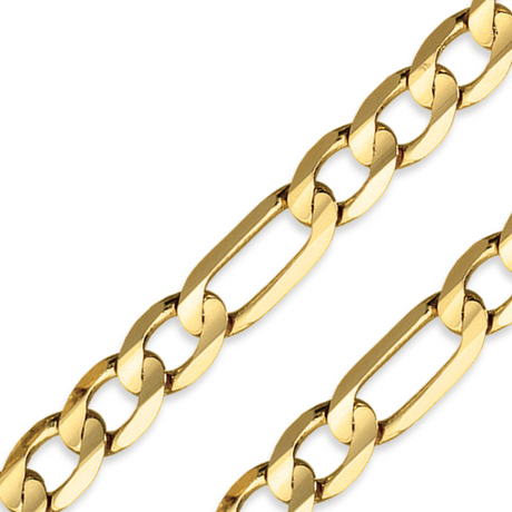 14K REAL Hollow Yellow Gold Diamond Cut FIGARO Chain | Italian Fashions