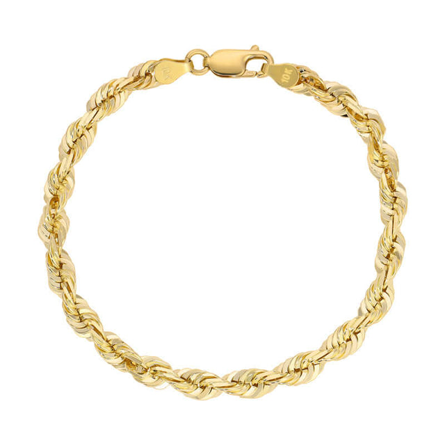 Luxurious 10K yellow gold, eye-catching Rope bracelet for men and women | Italian Fashions