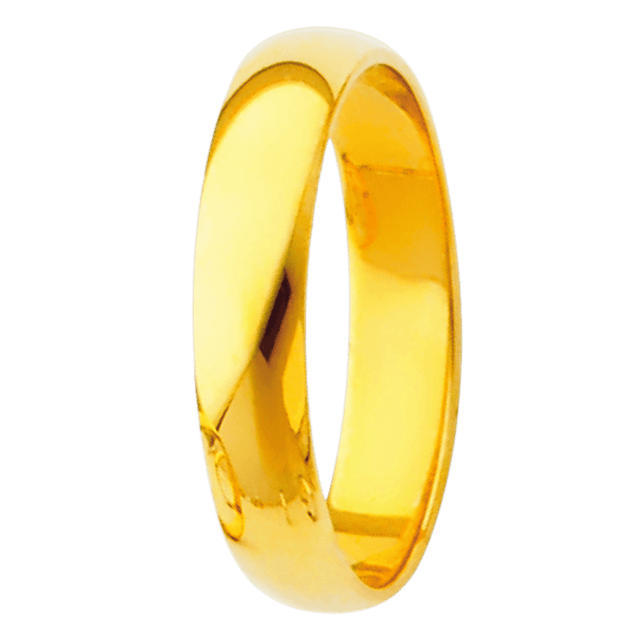 Aliança de casamento em ouro amarelo real 14K de 1,5 mm a 6,0 mm