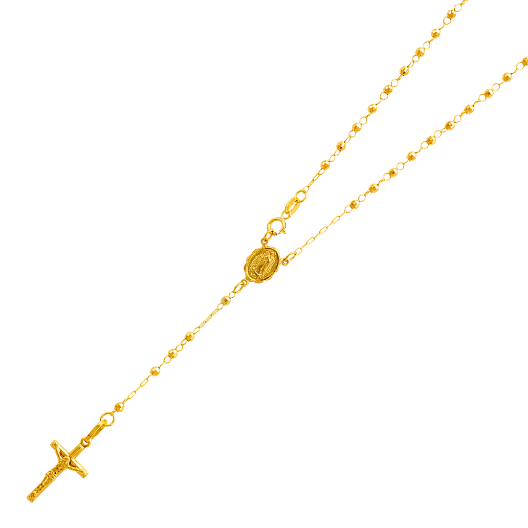 14k DIAMOND CUT ROSARIES 2.50mm - 7.00mm Chain Religious Necklace