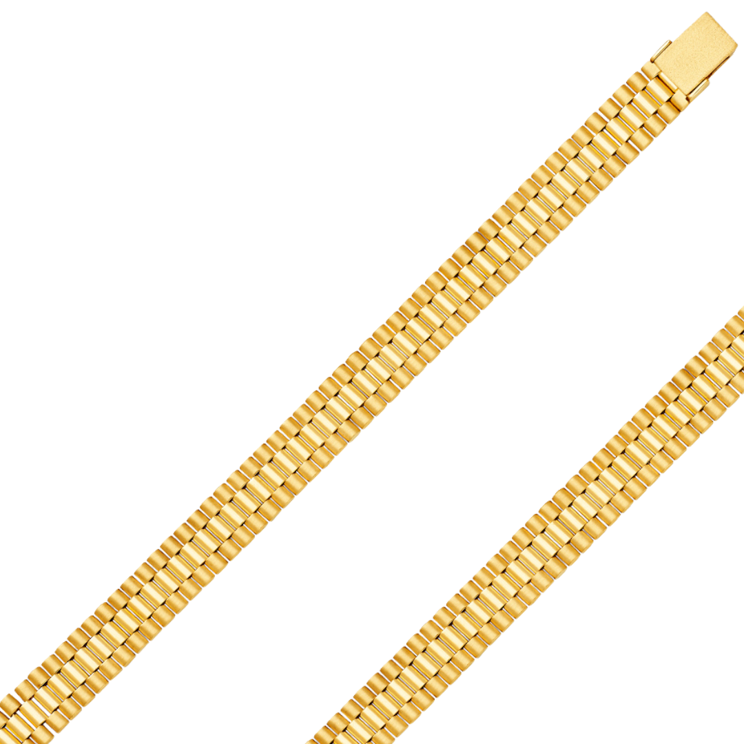 14K Real Solid Yellow Fancy Rolex type Bracelet