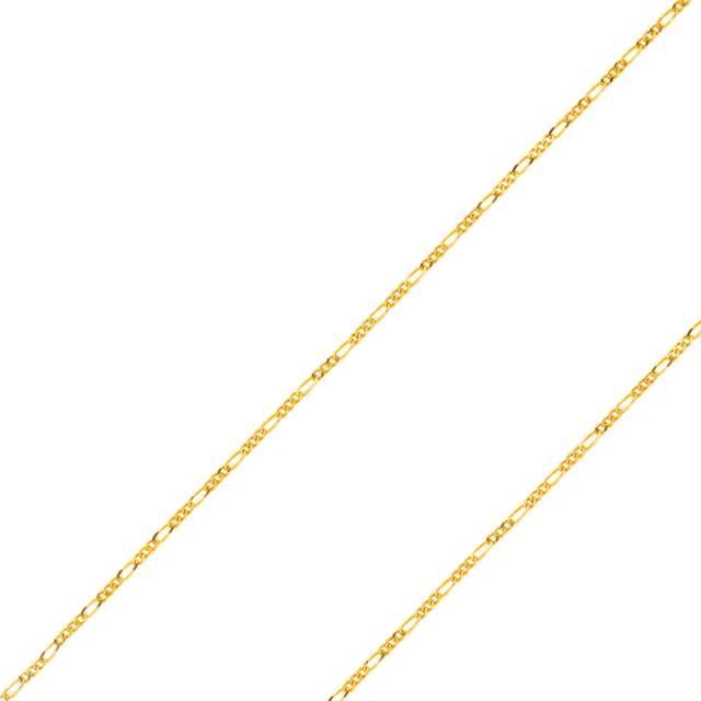 14K Real Solid Yellow or white Pave Gold 1.20mm-4.60mm Figaro 3+1 Concave Light Chain