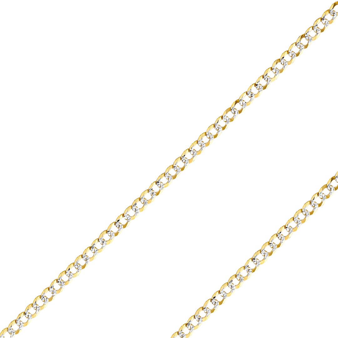 14K Real Solid Yellow Gold 2.70mm-14.00mm Curb Concave Regular Cuban Pave Gold Bracelets