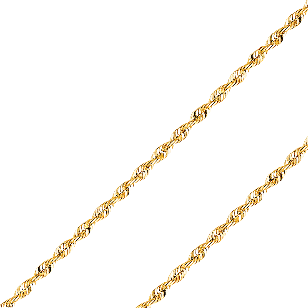 14K REAL Yellow White Gold 1.50mm-4.00mm Solid Super Light Rope Diamond Cut Chain