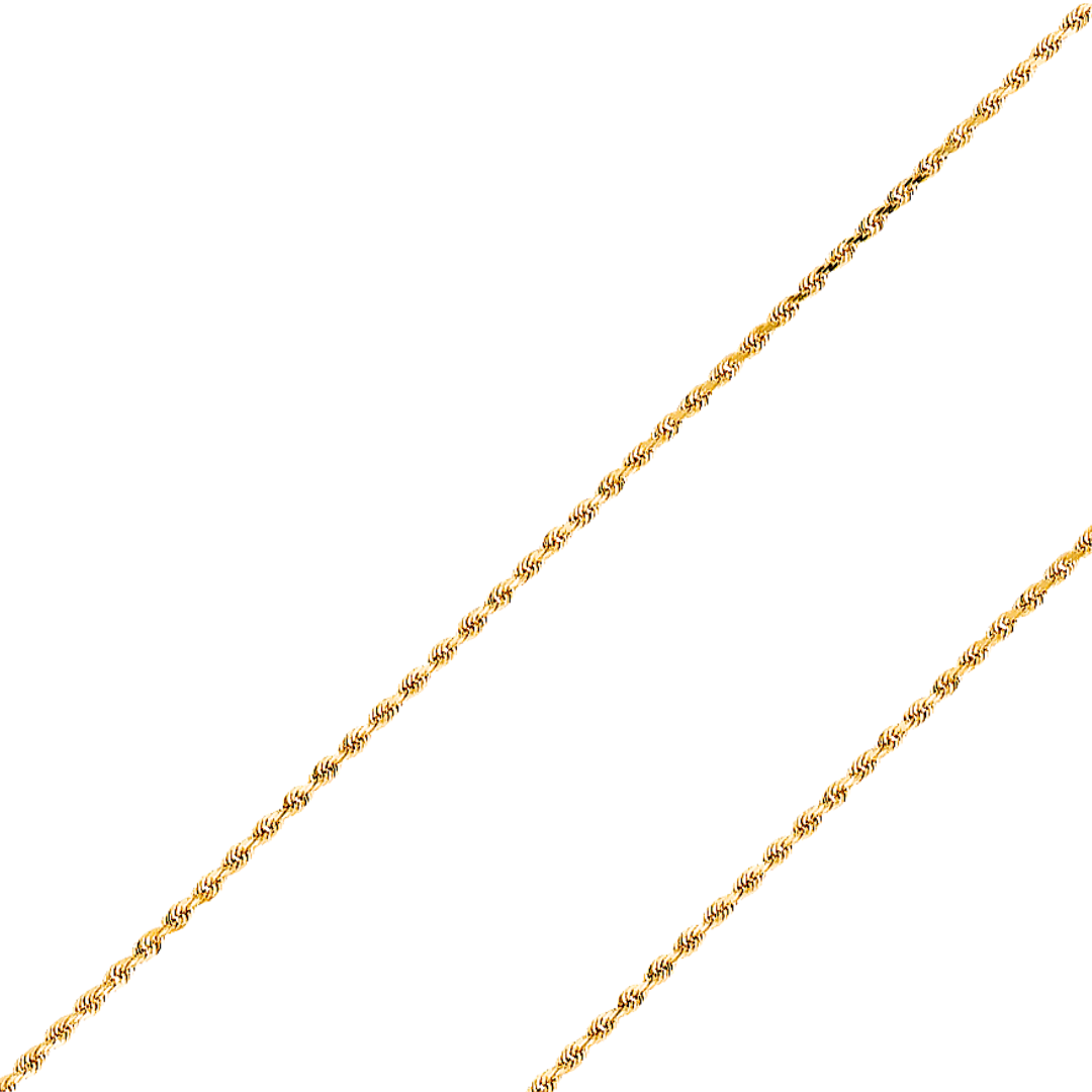 14K REAL Yellow Gold 1.20mm-7.80mm Solid Regular Rope Diamond Cut Chain