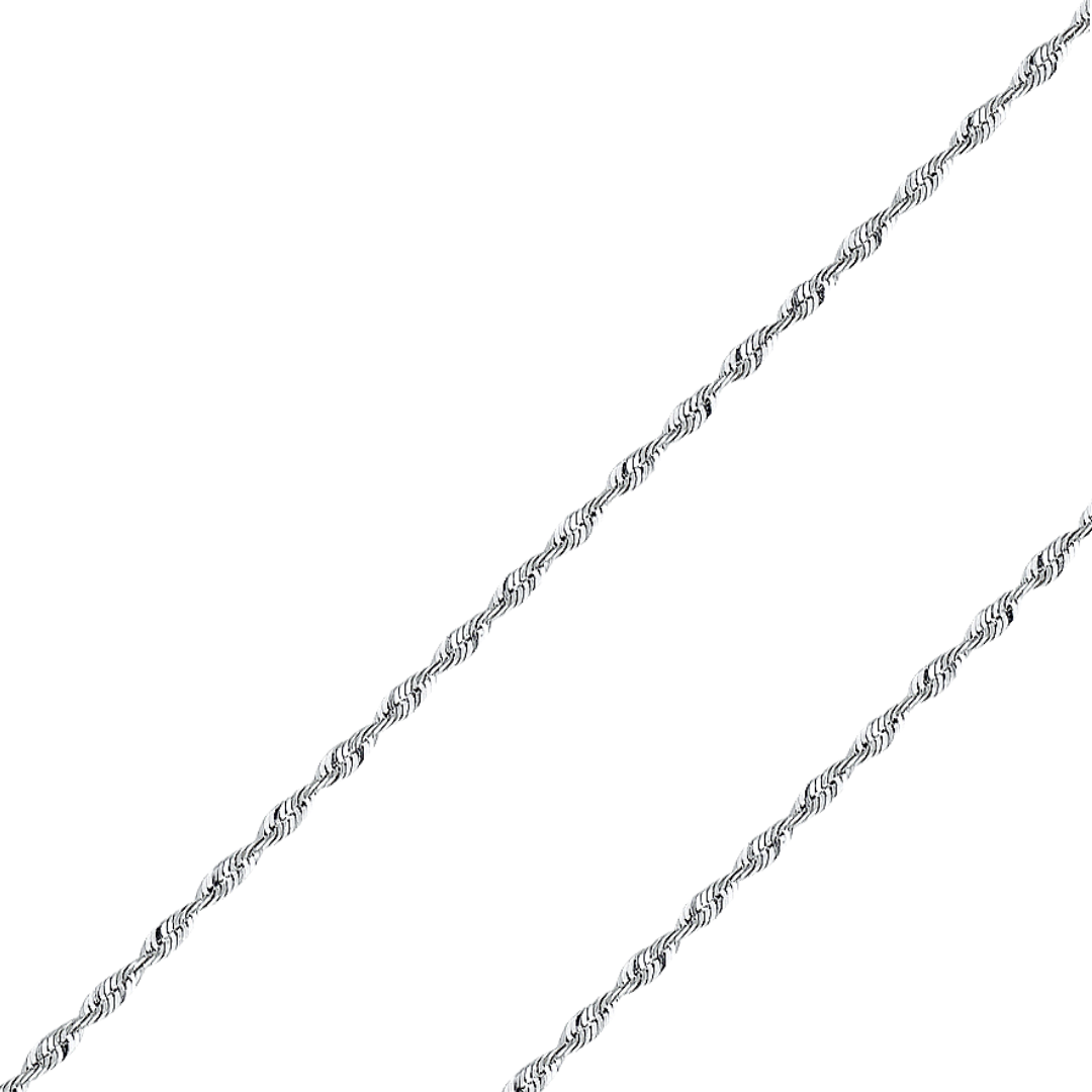 14K REAL Yellow White Gold 1.50mm-4.00mm Solid Super Light Rope Diamond Cut Chain