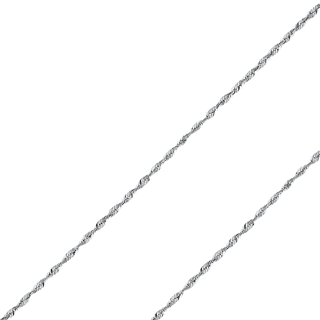 14K REAL Yellow White Gold 1.50mm-4.00mm Solid Super Light Rope Diamond Cut Chain