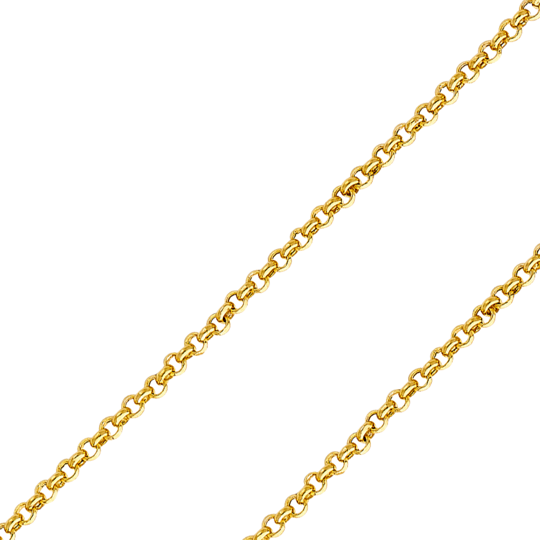 14K REAL Hollow Yellow Gold 2.70mm-2.90mm Rolo Cable Pendant Chain