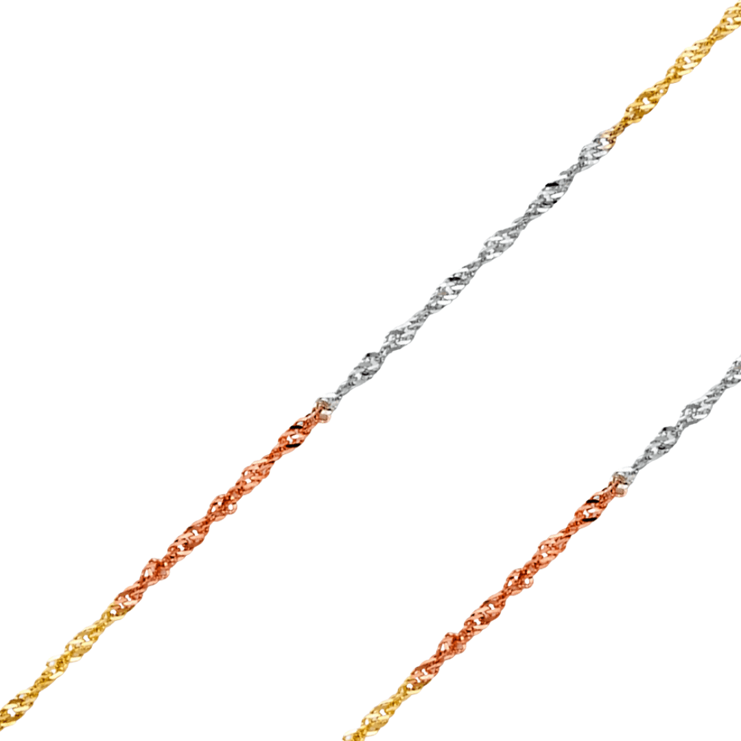 14K REAL White Gold 2.70mm-6.90mm Singapore Pendant Chain