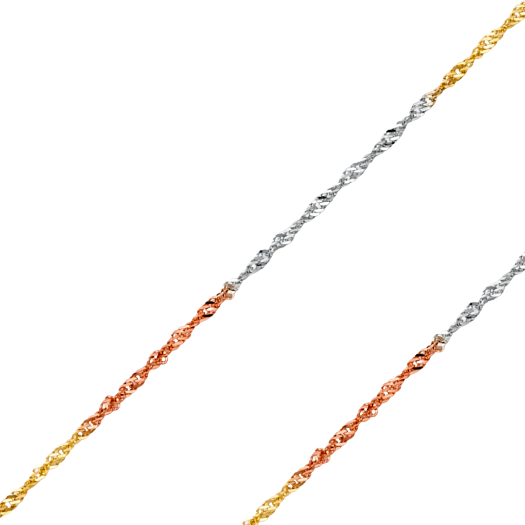 14K REAL White Gold 2.70mm-6.90mm Singapore Pendant Chain