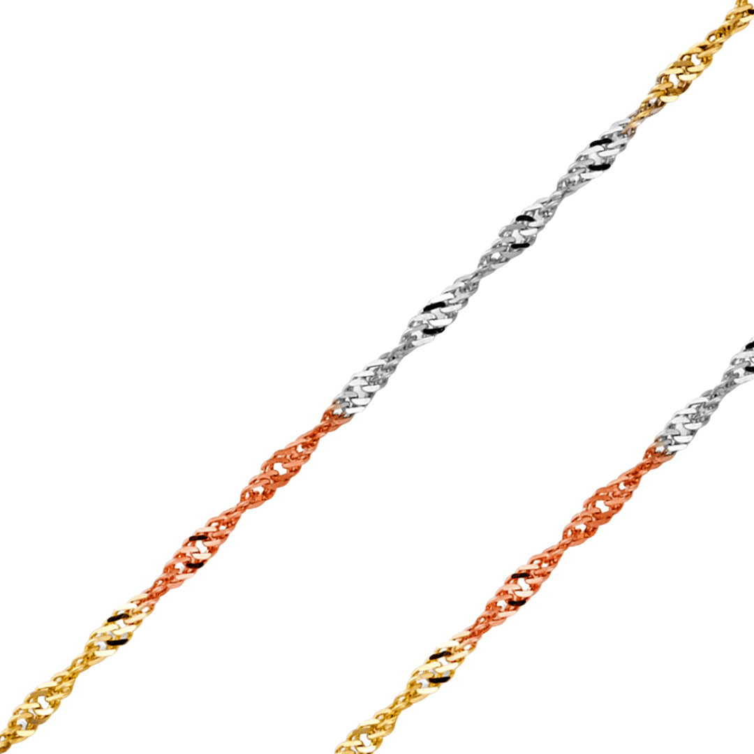 14K REAL White Gold 2.70mm-6.90mm Singapore Pendant Chain