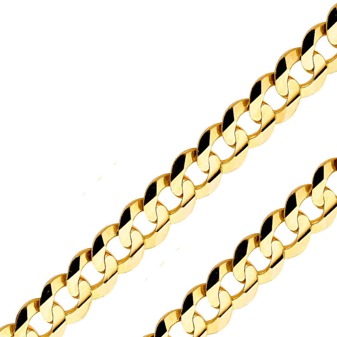 14K Real Solid Yellow Gold 2.70mm-14.00mm Curb Concave Regular Cuban Gold Bracelets