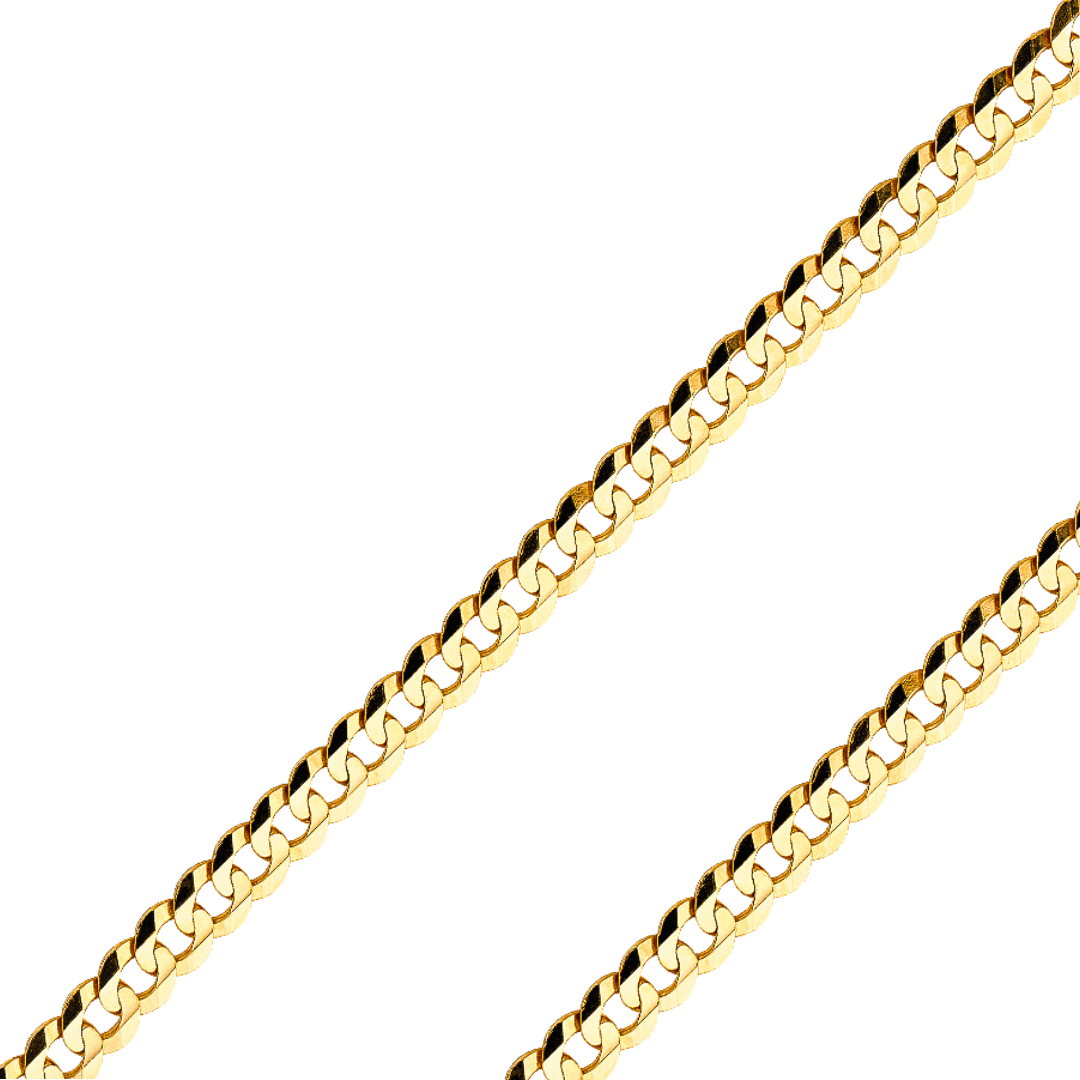 14K Real Solid Yellow Gold 2.70mm-14.00mm Curb Concave Regular Cuban Gold Bracelets