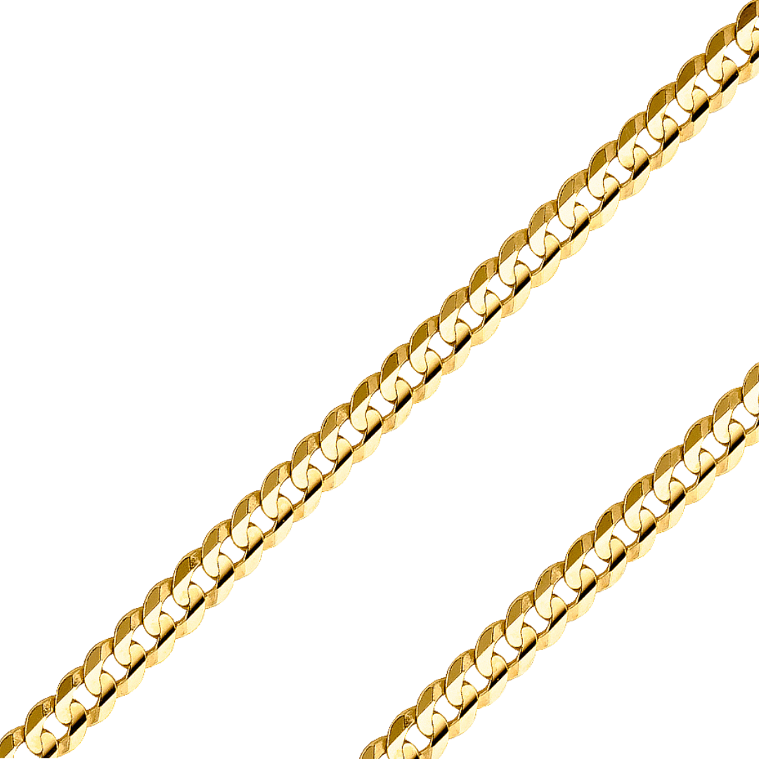 14K Real Solid Yellow Gold 2.70mm-14.00mm Curb Concave Regular Cuban Gold Bracelets