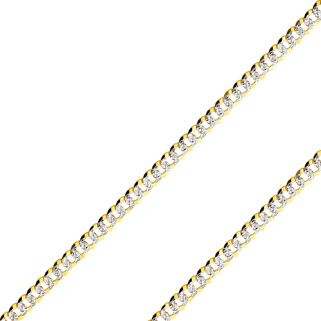 14K Real Solid Yellow Gold 2.70mm-14.00mm Curb Concave Regular Cuban Pave Gold Bracelets