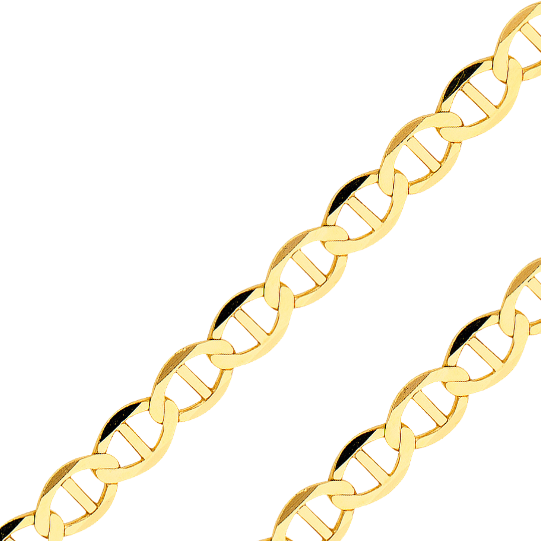 14K REAL Yellow OR White Pave Gold 2.50mm-7.70mm Diamond Cut Flat Mariner Bracelets