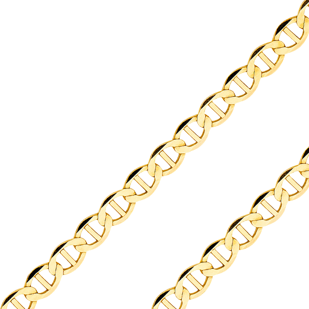 14K REAL Yellow OR White Pave Gold 1.50mm-7.70mm Diamond Cut Flat Mariner Chain