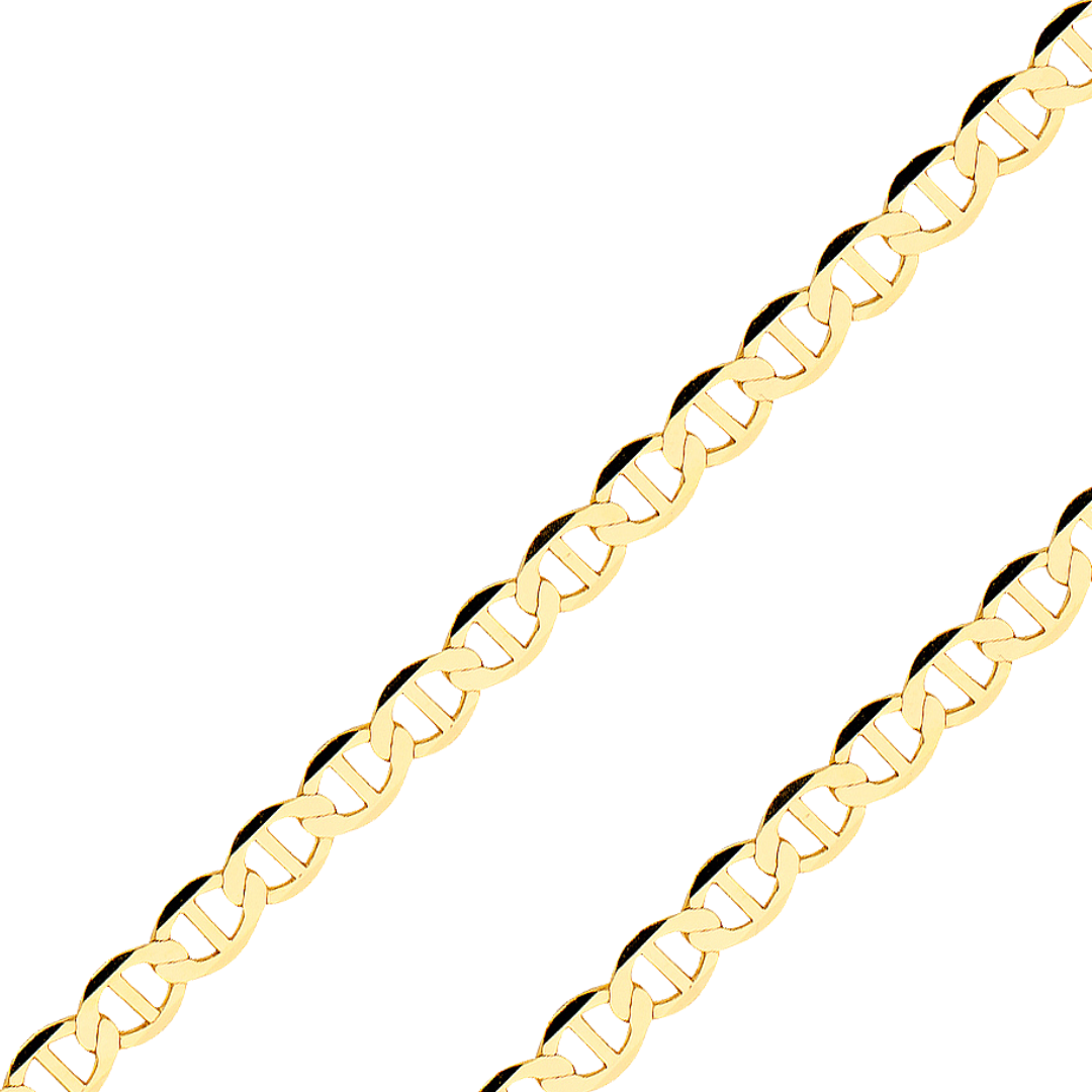 14K REAL Yellow OR White Pave Gold 2.50mm-7.70mm Diamond Cut Flat Mariner Bracelets