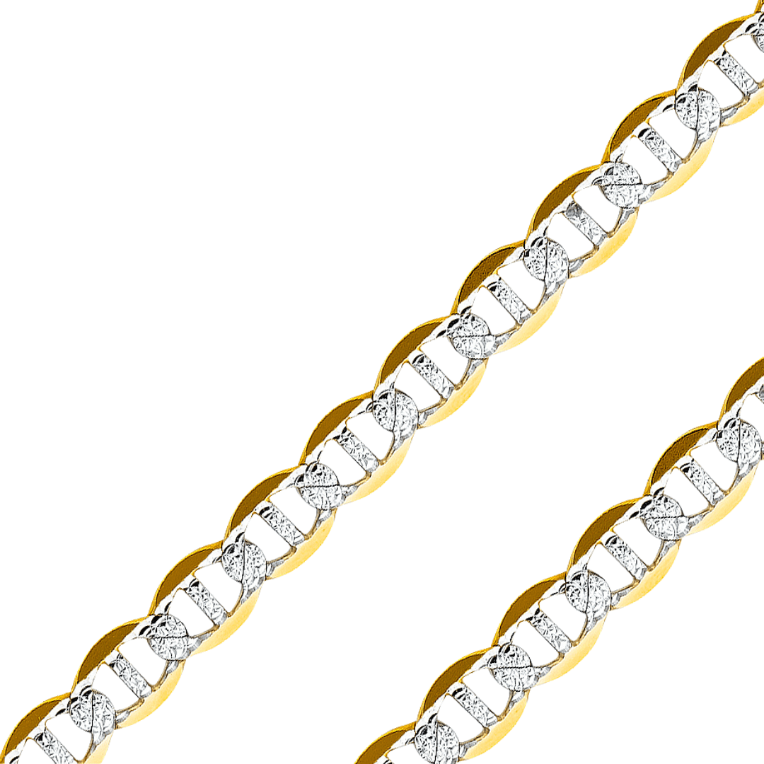 14K REAL Yellow OR White Pave Gold 1.50mm-7.70mm Diamond Cut Flat Mariner Chain