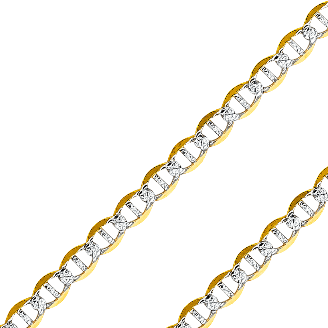 14K REAL Yellow OR White Pave Gold 1.50mm-7.70mm Diamond Cut Flat Mariner Chain