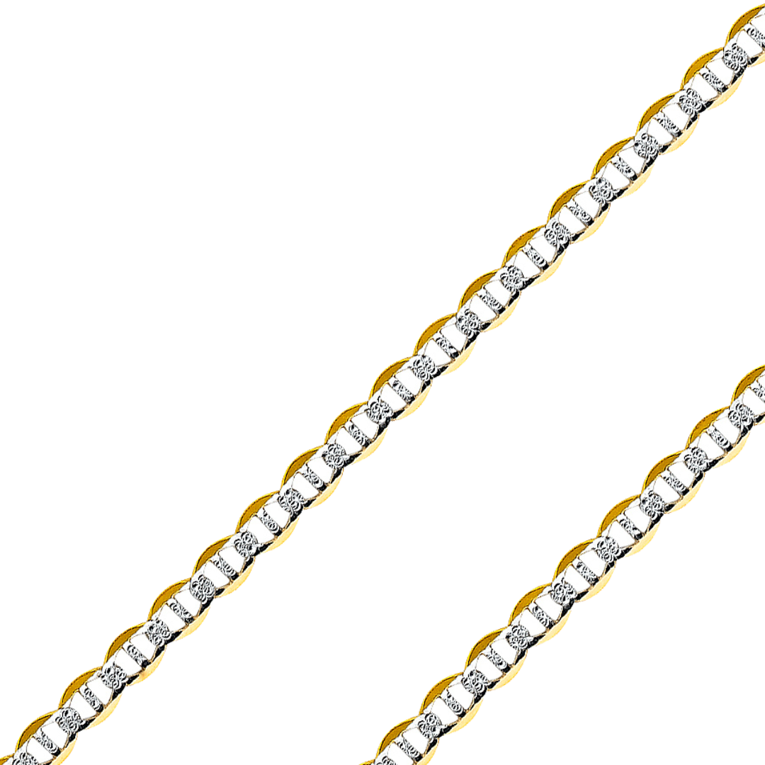 14K REAL Yellow OR White Pave Gold 2.50mm-7.70mm Diamond Cut Flat Mariner Bracelets