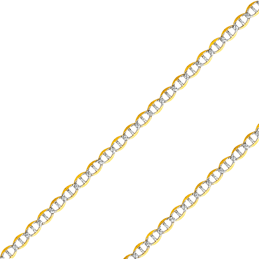 14K REAL Yellow OR White Pave Gold 1.50mm-7.70mm Diamond Cut Flat Mariner Chain
