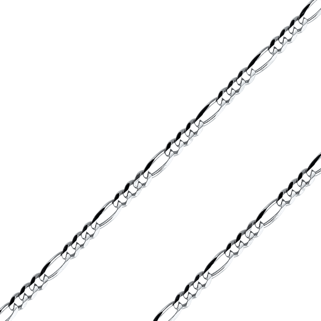 14K White Gold Concave Figaro Chain (2.7–6mm)