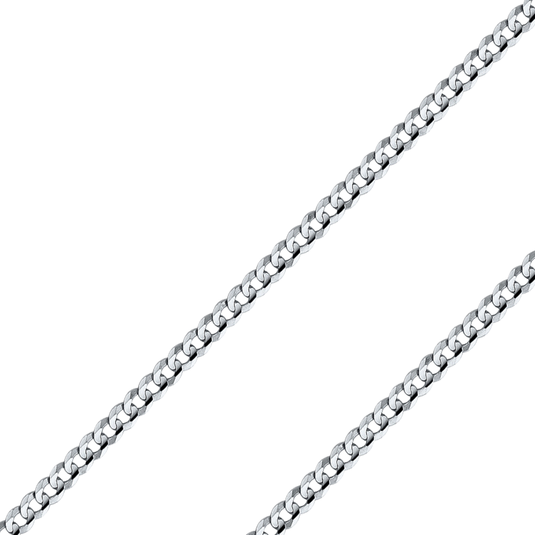 14K REAL White Gold 2.70mm-6.90mm Curb Cuban Concave Regular Diamond Cut Chain