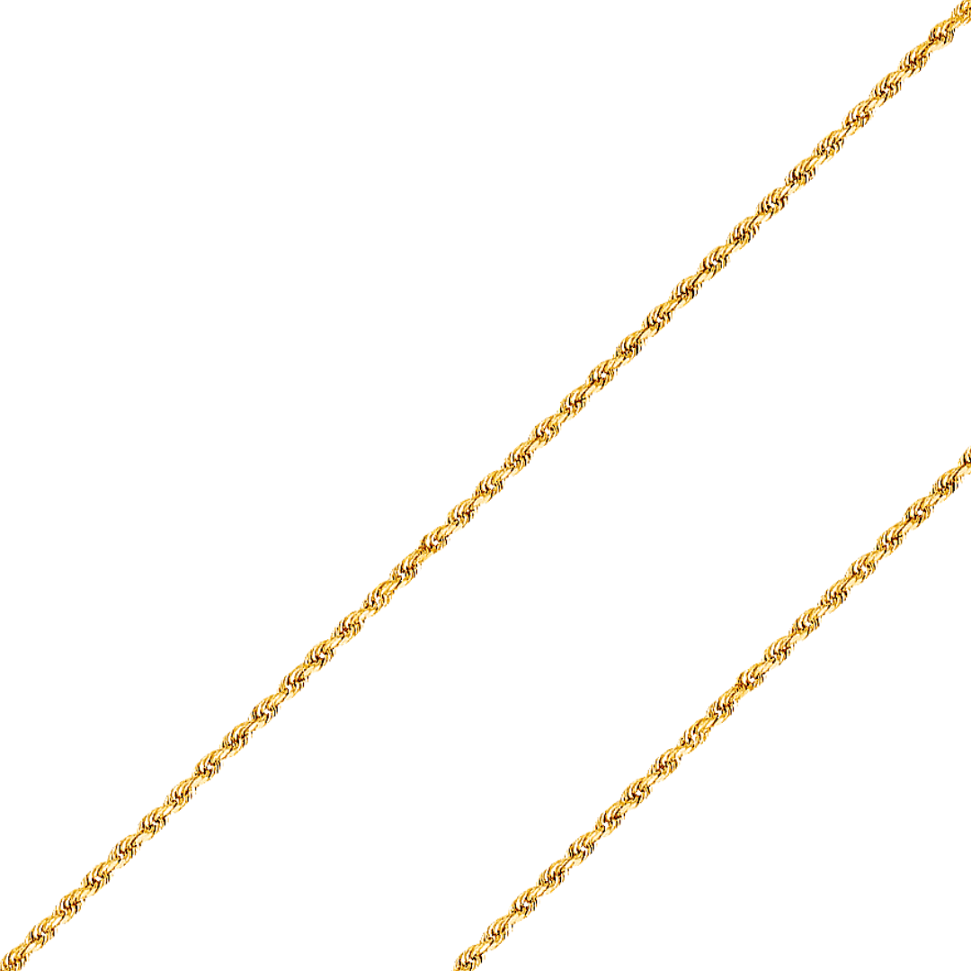 14K REAL Yellow Gold 1.20mm-7.80mm Solid Regular Rope Diamond Cut Chain