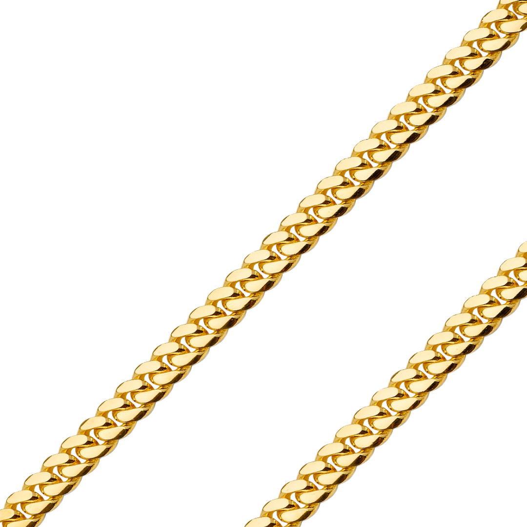 14K REAL Yellow Gold 2.20mm-9.10mm Solid Miami Cuban Chain