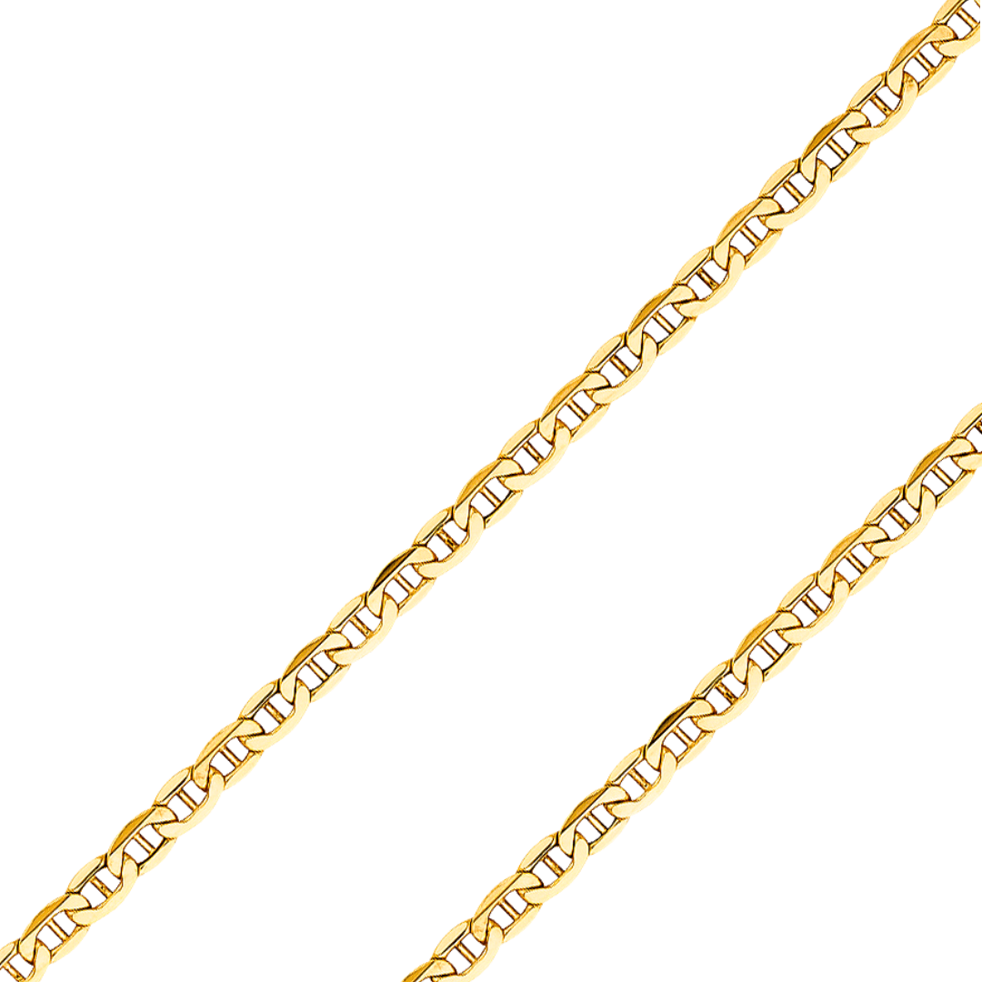 14K REAL Yellow White Pave Gold 2.40mm-6.20mm Hollow Bevelled Mariner Diamond Cut Chain