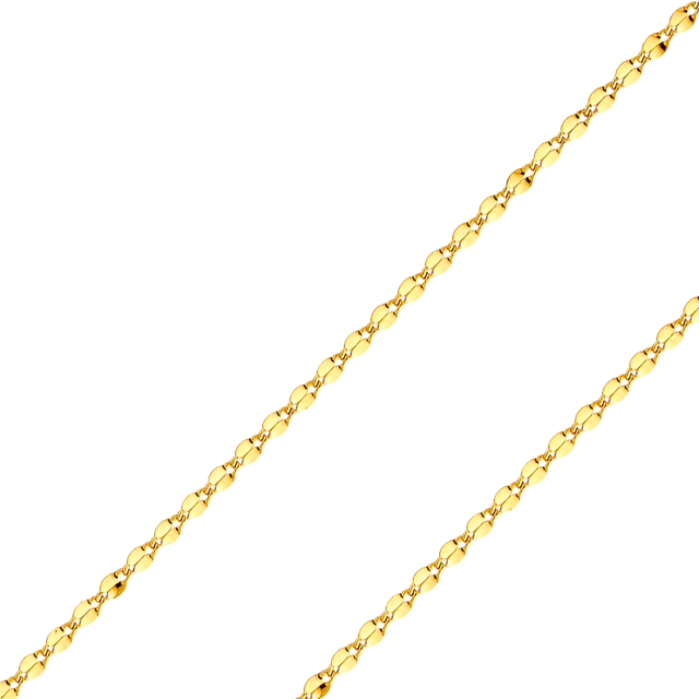 14K yellow white gold 2.2mm curved mirror diamond cut pendant chain | Italian made | ItalianFashions