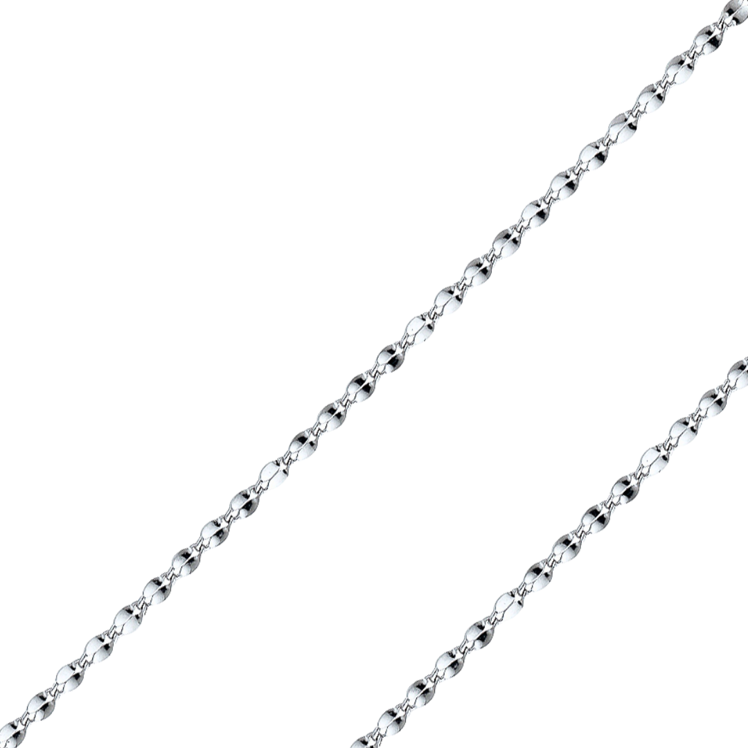 14K REAL Yellow White Gold 2.2mm Curved Mirror Diamond Cut Pendant Chain