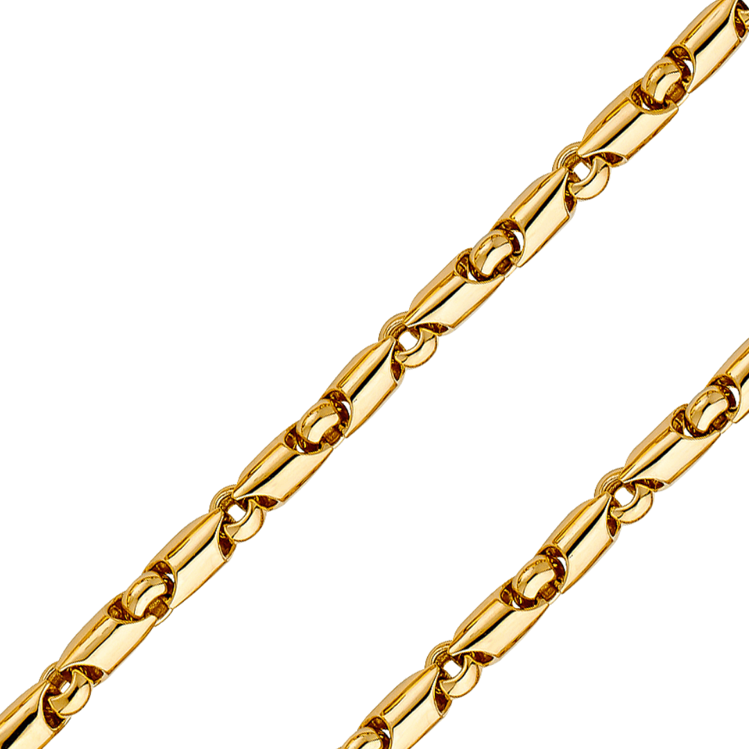 14K REAL Solid Yellow Gold 4.80mm Fancy Chain and Bracelet