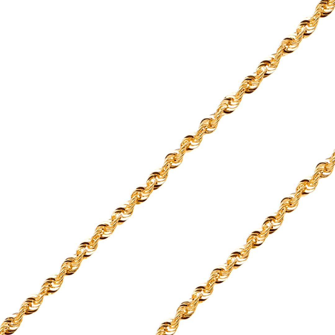 14K REAL Yellow Gold 1.90mm-4.30mm Hollow Super Light French Rope Diamond Cut Chain