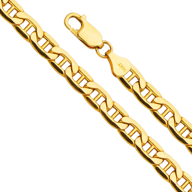 14K Yellow Gold Hollow 6.2 mm Bevelled Mariner Bracelet