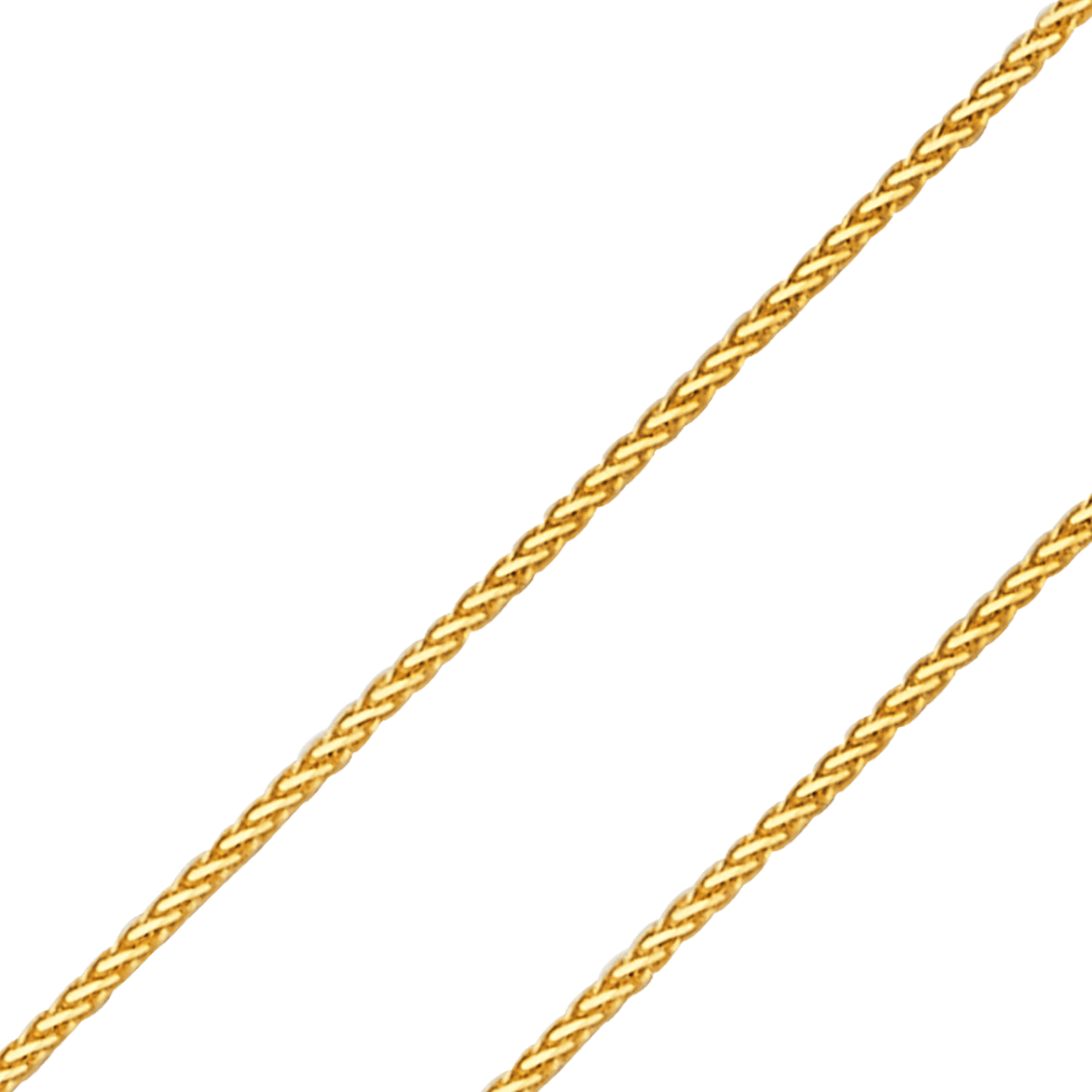 14K REAL Yellow, White Gold 0.8mm-1.3mm Round Wheat Diamond Cut Shiny Finish Pendant Chain