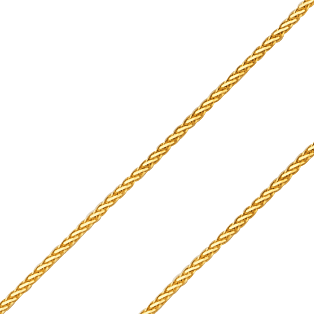 14K yellow white gold round wheat diamond cut shiny finish pendant chain | Italian made | ItalianFashions