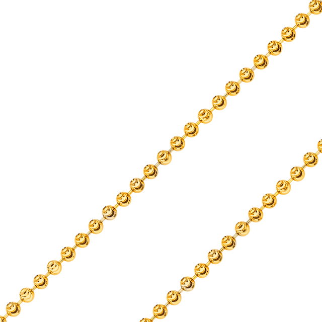 14K yellow gold moon diamond cut ball bead pendant chain, 2.00mm to 4.00mm | Italian made | ItalianFashions