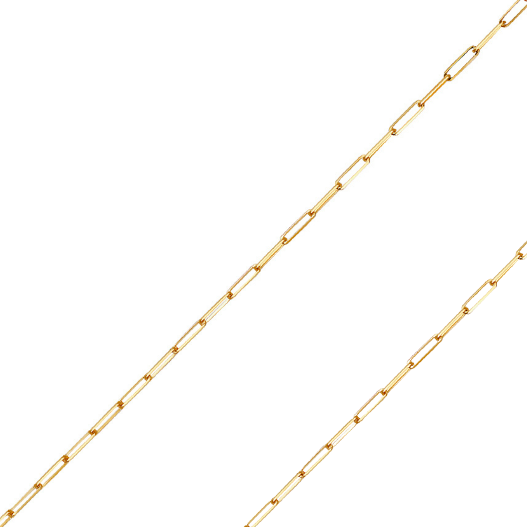 14K REAL Solid Yellow Gold 2.20mm-3.00mm Triangle Shape Diamond Cut PaperClip Pendant Chain