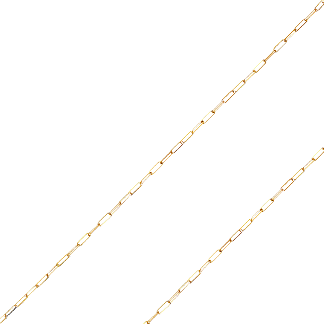 14K REAL Solid Yellow Gold 2.20mm-3.00mm Triangle Shape Diamond Cut PaperClip Pendant Chain
