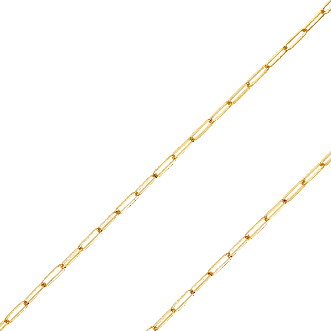 14K REAL Solid Yellow Gold 2.20mm-3.00mm Square Shape PaperClip Pendant Chain