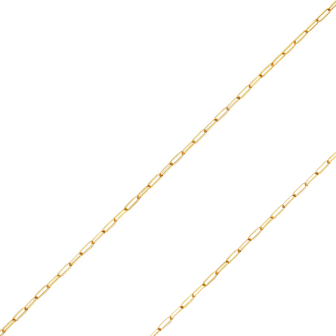 14K REAL Solid Yellow Gold 2.20mm-3.00mm Square Shape PaperClip Pendant Chain